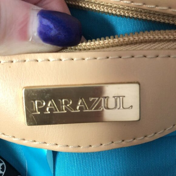 Parazul Orca Scarf Cross Body Bag Leather Purse Black & Tan - Picture 3 of 14